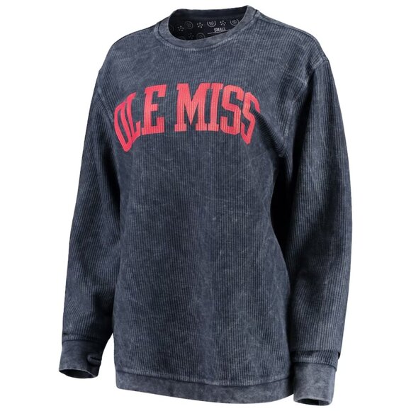 Ole Miss Rebels Pressbox By Royce Apparel Comfy Cord Vintage Wash Sweatshirt - Picture 1 of 12